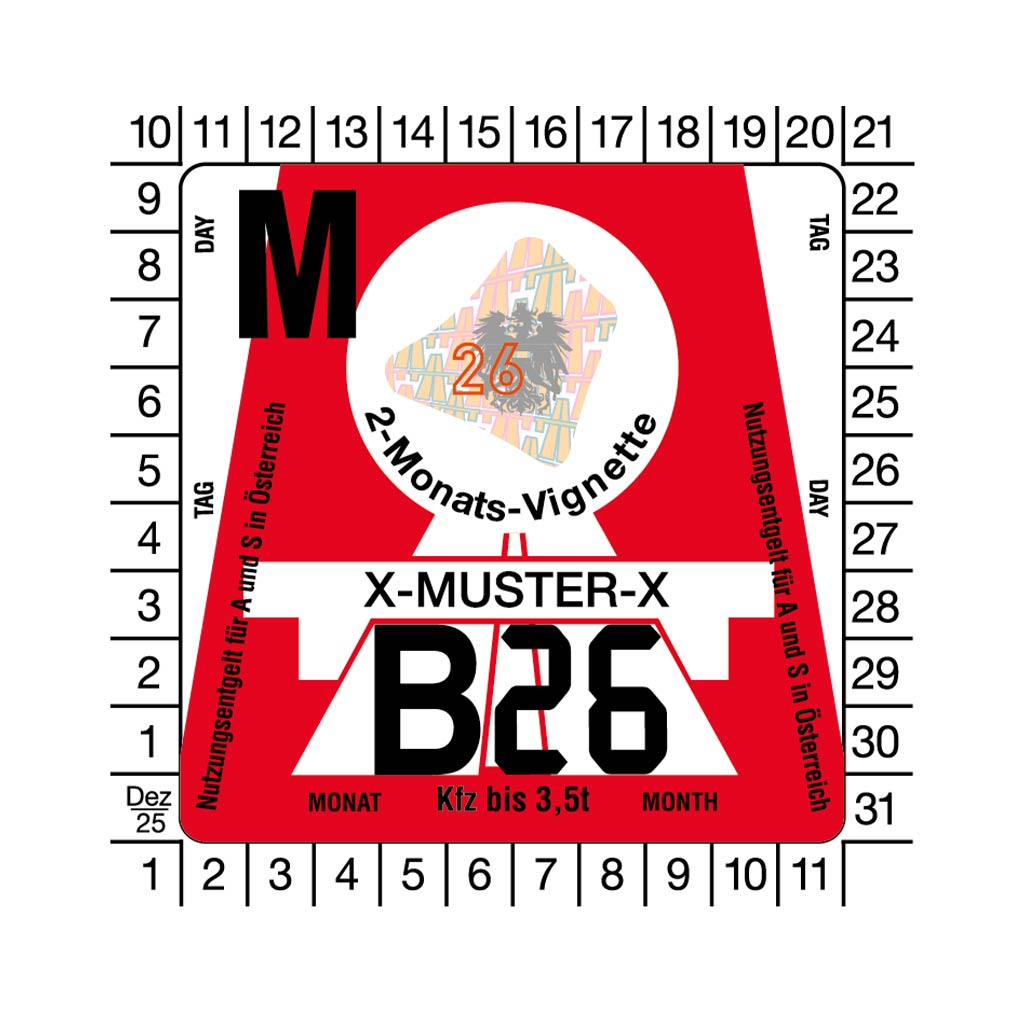 Vignette Autriche Auto 2 mois 2026