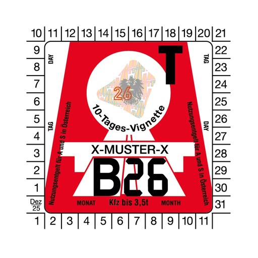 [VA10J26] Vignette Autriche Auto 10 jours 2026