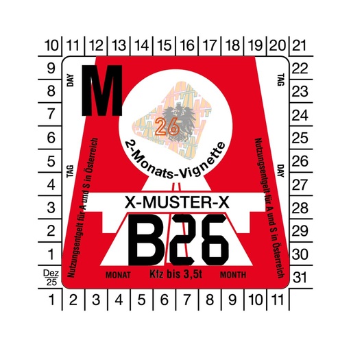 [VA2M26] Vignette Autriche Auto 2 mois 2026